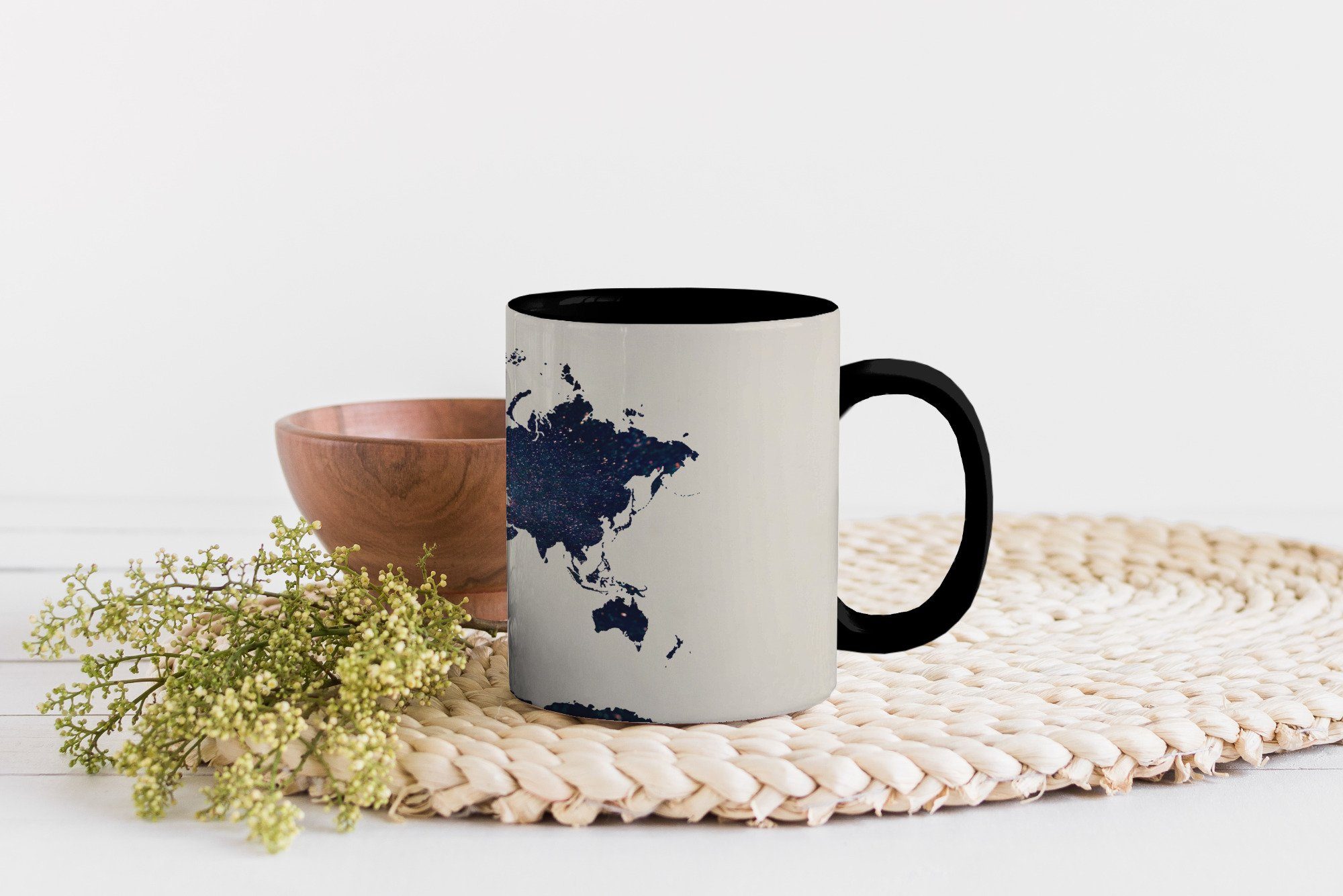 MuchoWow Tasse Weltkarte Sterne Farbwechsel, Weltraum, - Kaffeetassen, Keramik, Geschenk Teetasse, - Zaubertasse