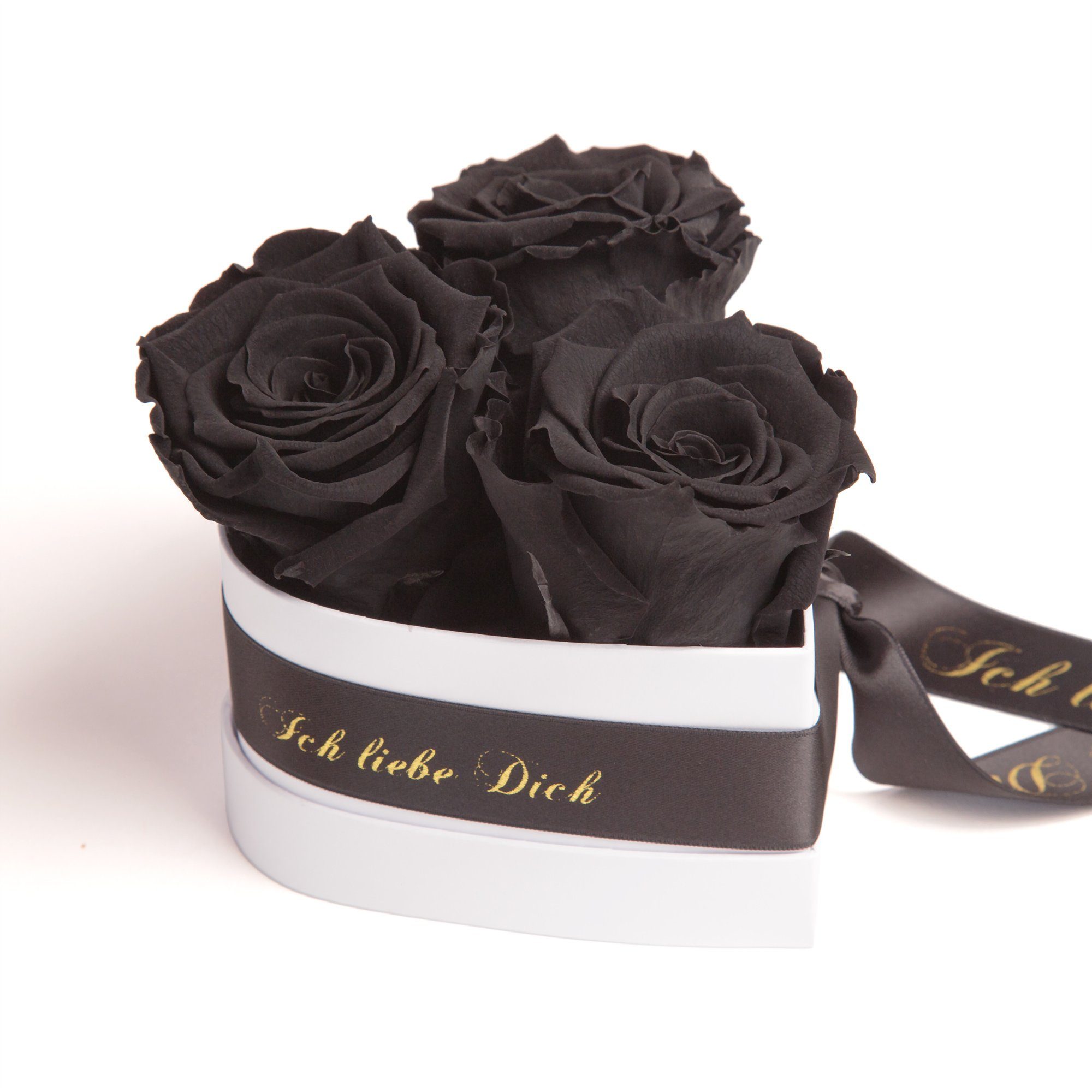 Kunstblume Rosenbox Herz 3 infinity Rosen Ich liebe Dich Geschenk für Sie Rose, ROSEMARIE SCHULZ Heidelberg, Höhe 10 cm, Liebesbeweis Valentinstag