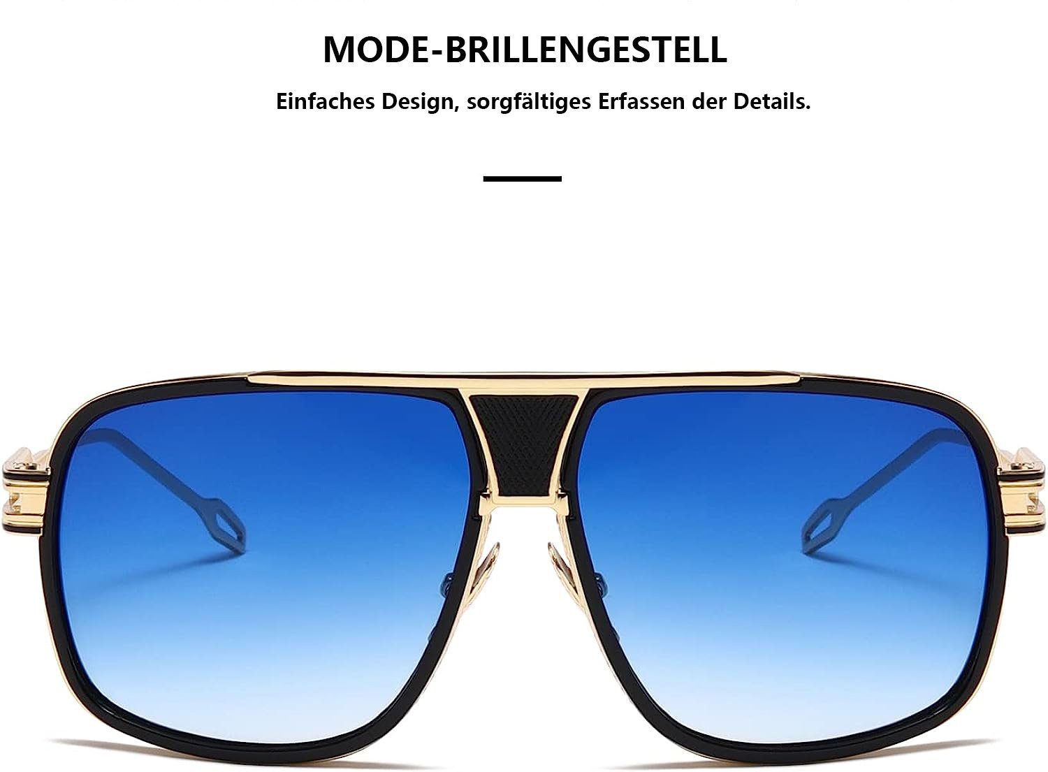 Retro,modisch Jormftte für Damen Sonnenbrille Blau Herren Sonnenbrille UV400 und Polarisierte
