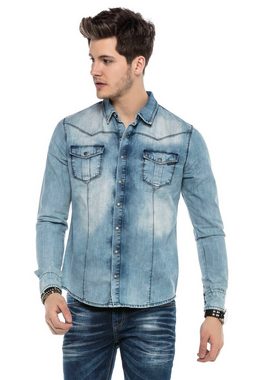 Cipo & Baxx Jeanshemd mit praktischen Druckknöpfen