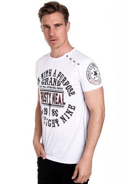 Rusty Neal T-Shirt mit seitlicher Knopfleiste