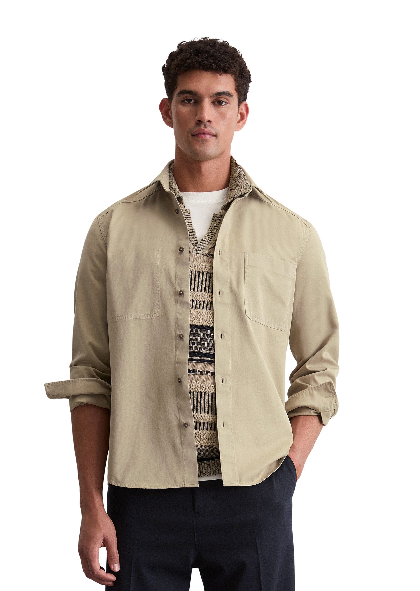 Marc O'Polo Langarmhemd aus softem Bio-Baumwoll-Twill günstig online kaufen