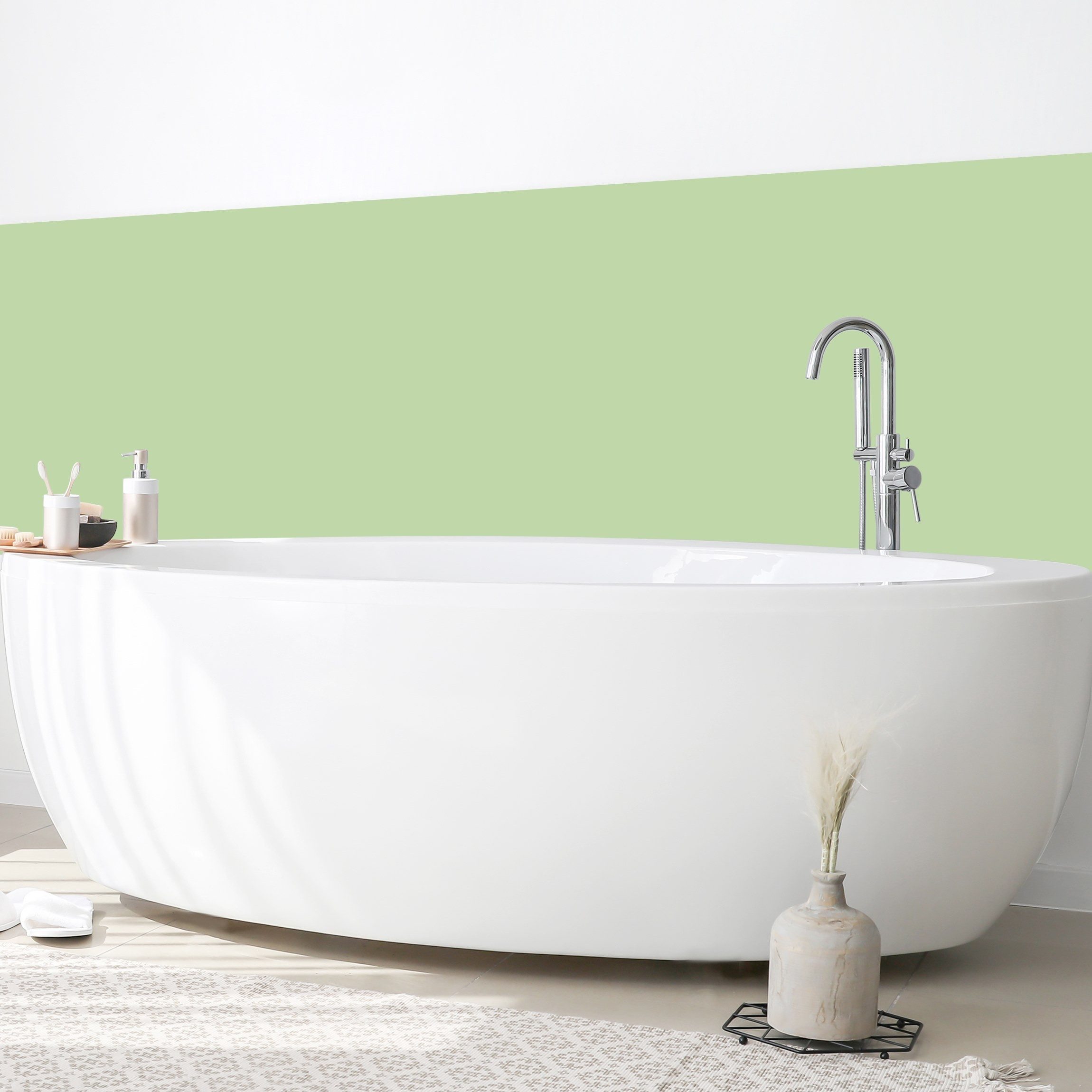 Bilderdepot24 Badrückwand grün fugenlose Wandverkleidung Bad Unifarben, (Hartfolie matt » Selbstklebend SMART 0,35 mm), wasserfestes Wandpaneel Mint