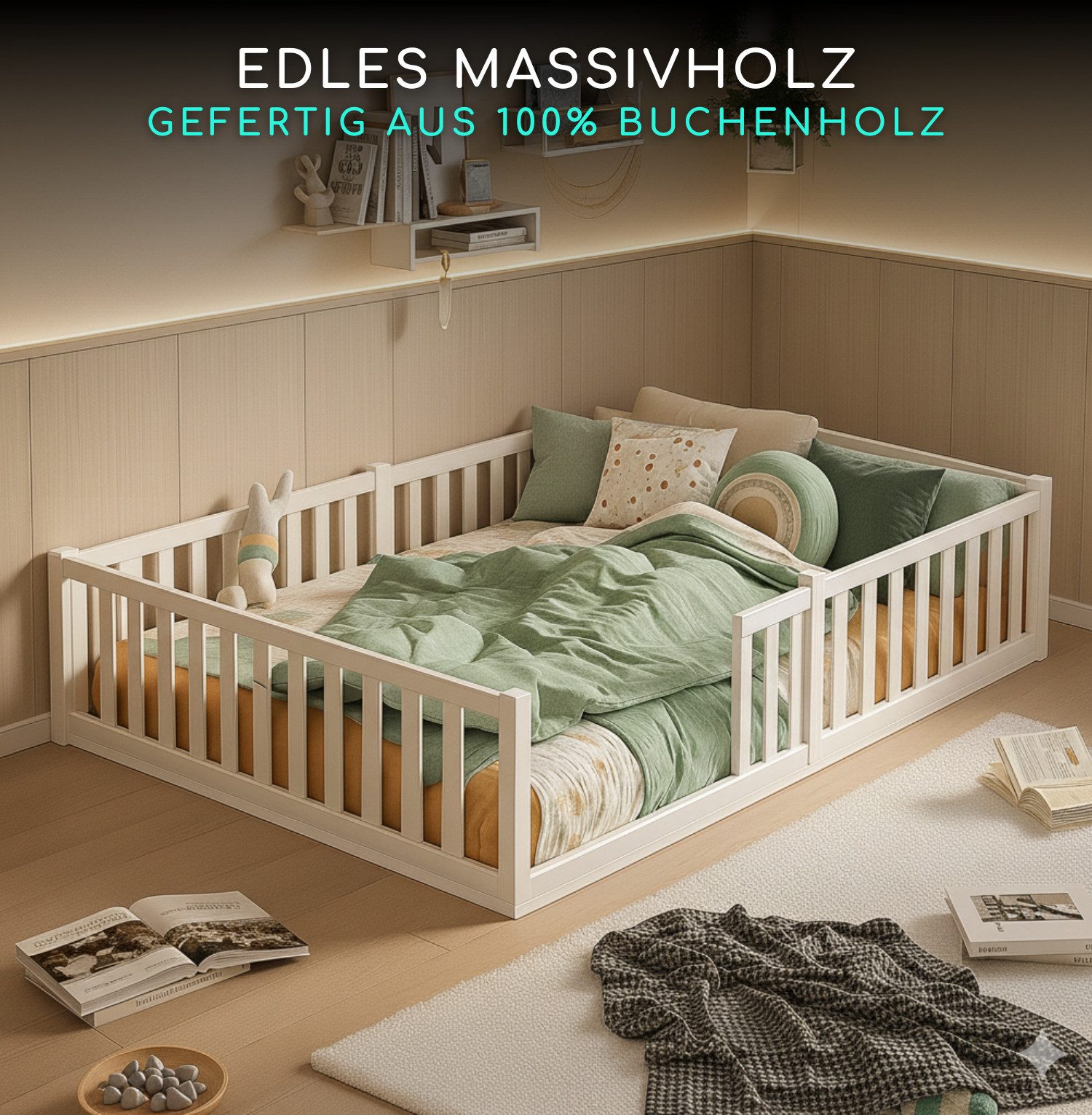 Alavya Home® Einzelbett Bodenbett TITAN aus Buchenholz – FSC® 100% zertifiz günstig online kaufen