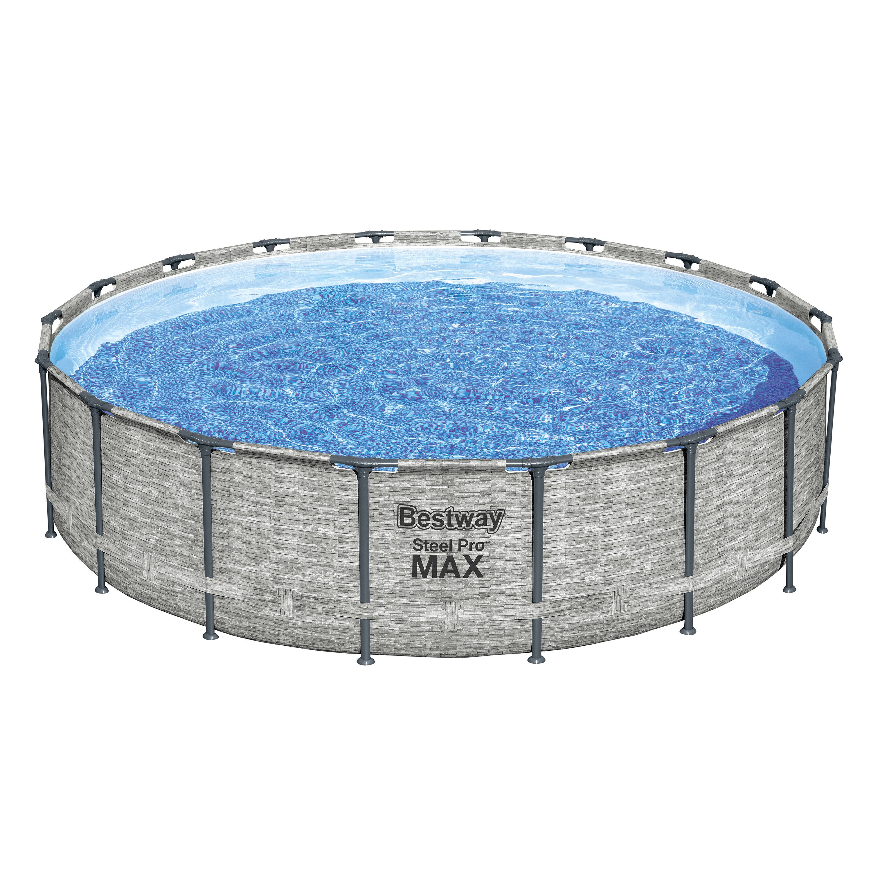 Framepool Steel Pro MAX™ Solo Pool ohne Zubehör Ø 549 x 122 cm, Steinwand-Optik