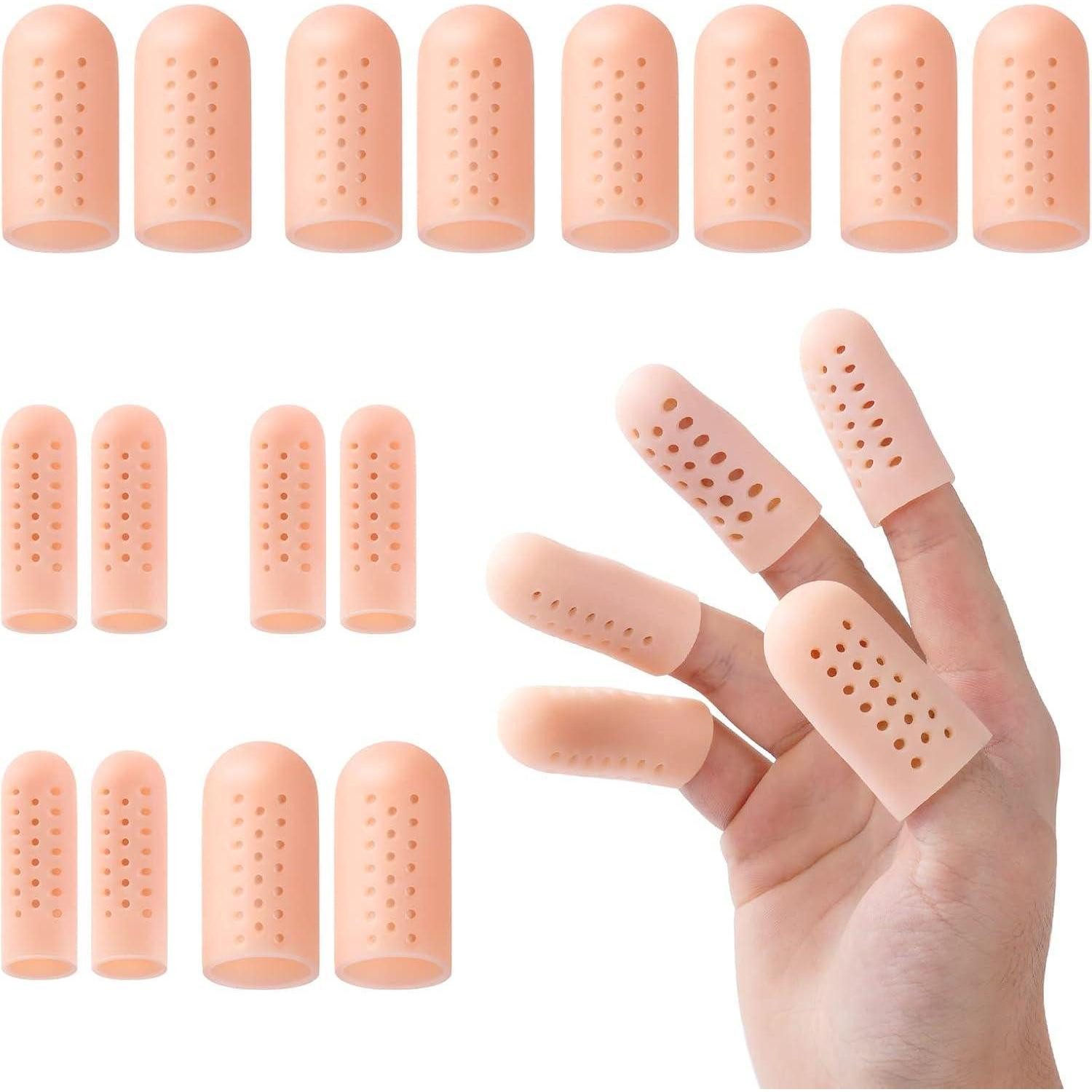LuxusKollektion Finger- und Zehenschutz Fingerschutz Silikon Gel Fingerlinge Fingerkappen 16 Stück Beige