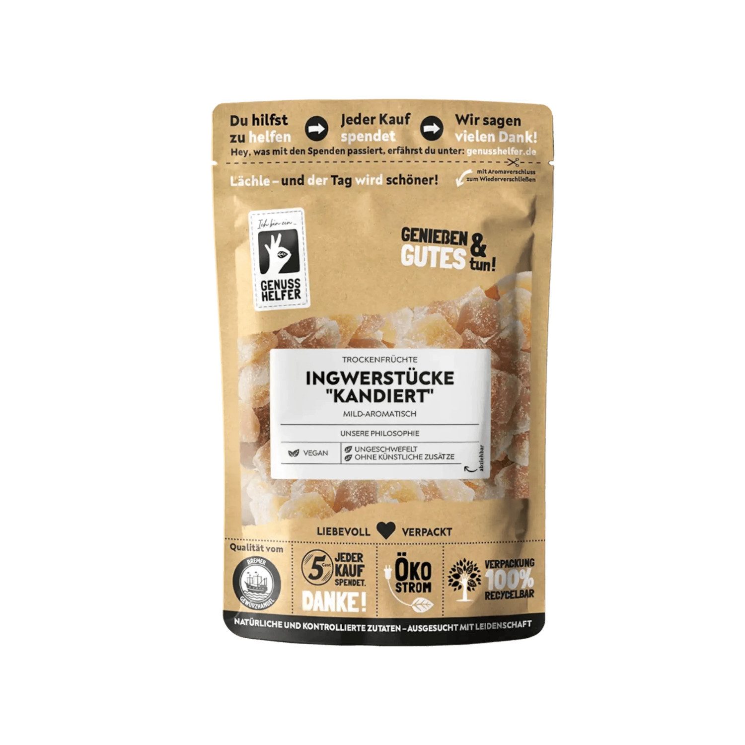 Bremer Gewürzhandel Trockenfrüchte Ingwerstücke kandiert, 200 g