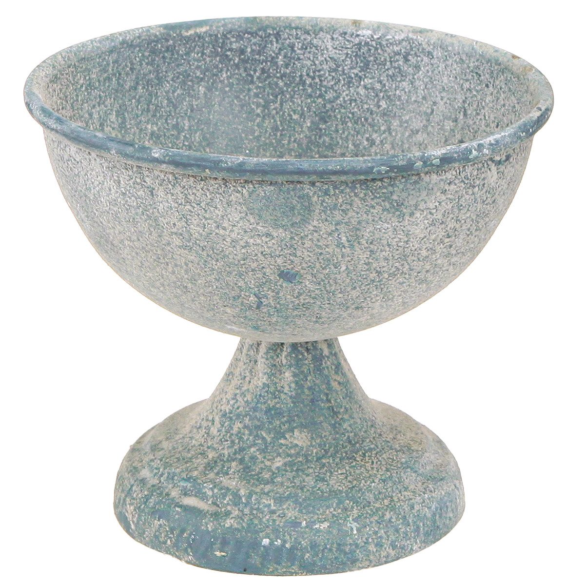 Dekoschale Pokalschale Klein Metall Antik Blau Weiß Ø12cm Deko