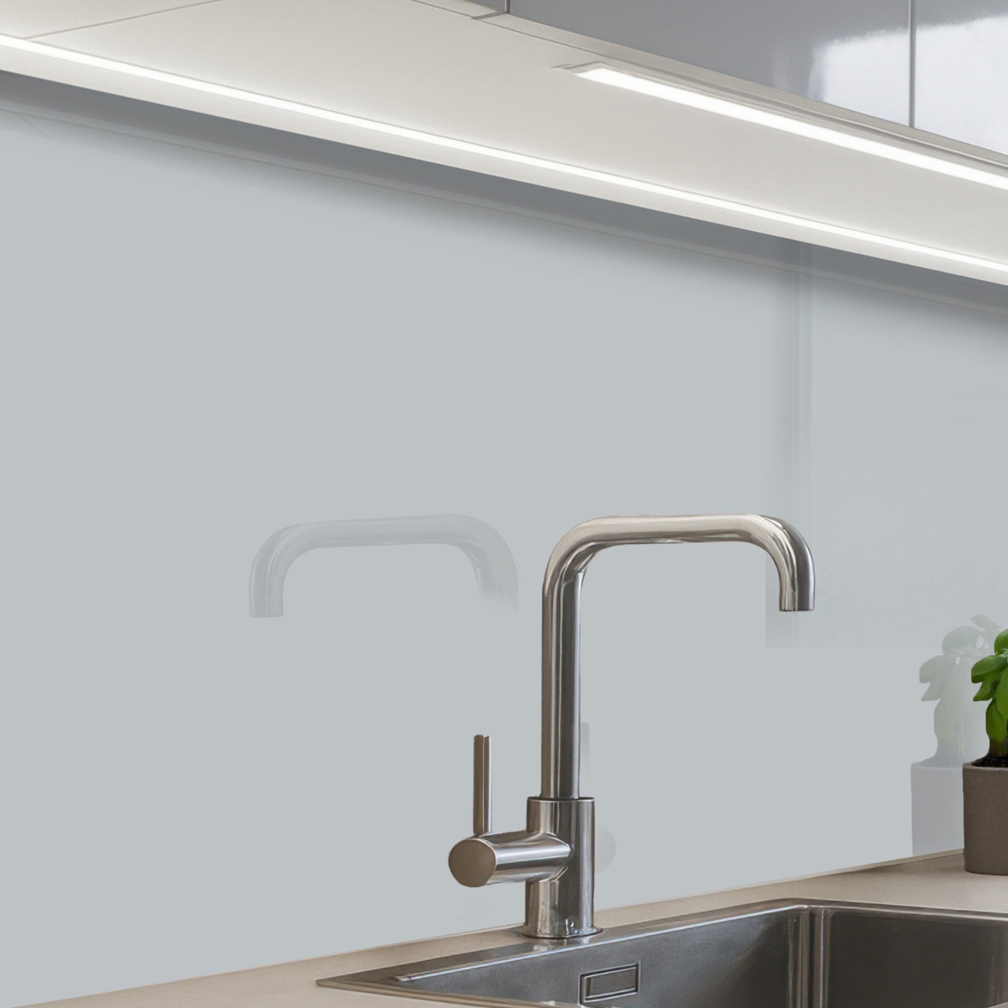 KitchenYeah Küchenrückwand selbstklebend Interieur - Grau - Hell, (1-tlg), günstig online kaufen