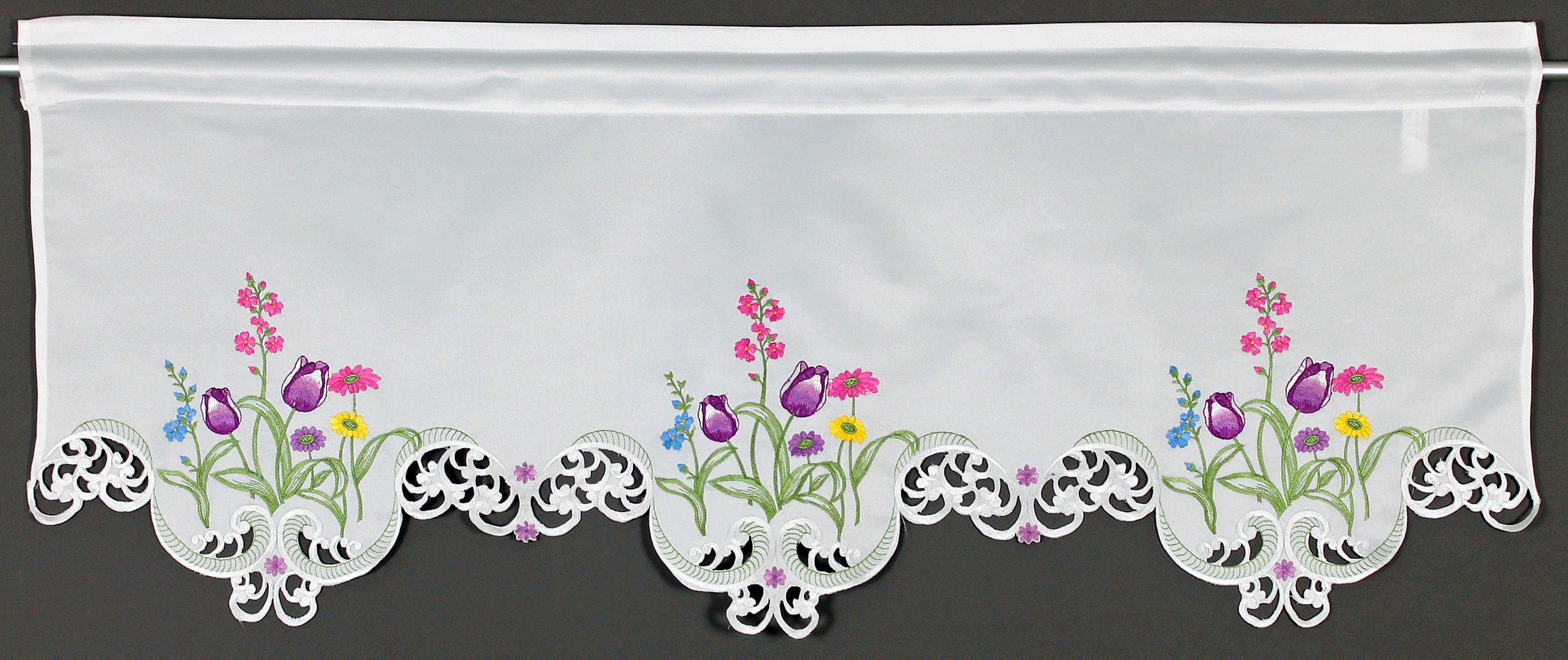 HOSSNER - ART OF HOME DECO Querbehang Blumensee (1 St), Stangendurchzug, blickdicht, Ausbrenner, m. Cut-Outs