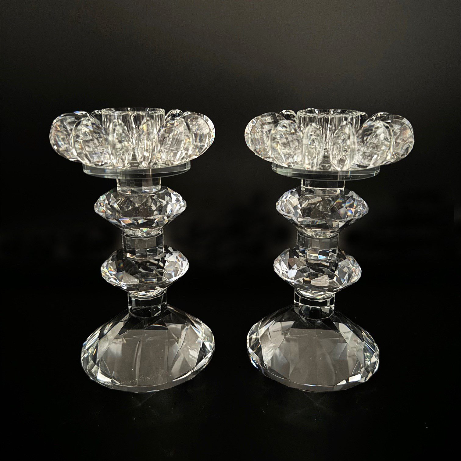 Online-Fuchs Kerzenhalter aus Glas für Stabkerzen im 2er Set - Kerzenständer - 15 cm hoch, aus Krtistallglas gefertigt, 211