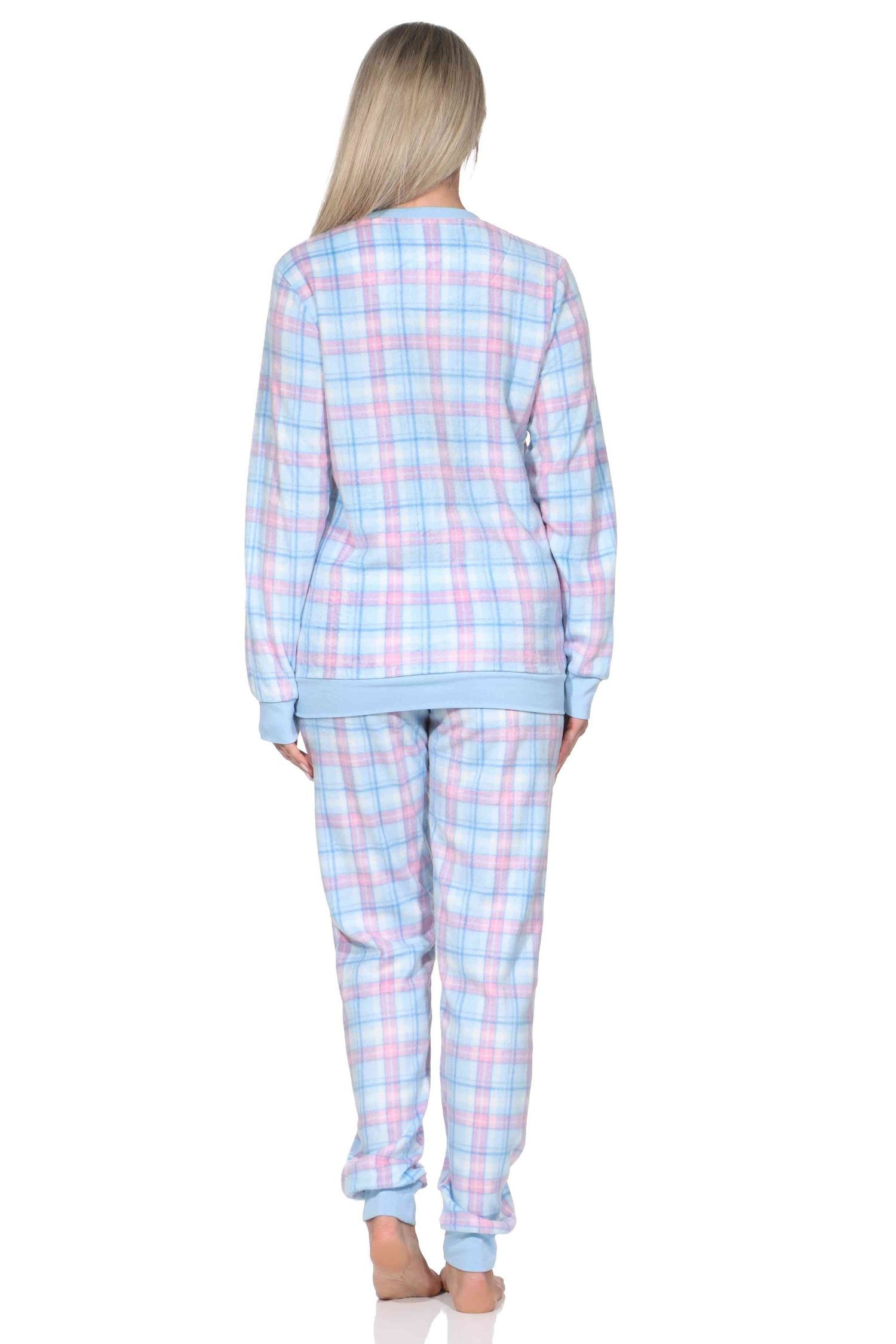 Normann Pyjama Normann Damen langarm Fleece Pyjama mit Bündchen in chilligen Look – Bild 3 von 4