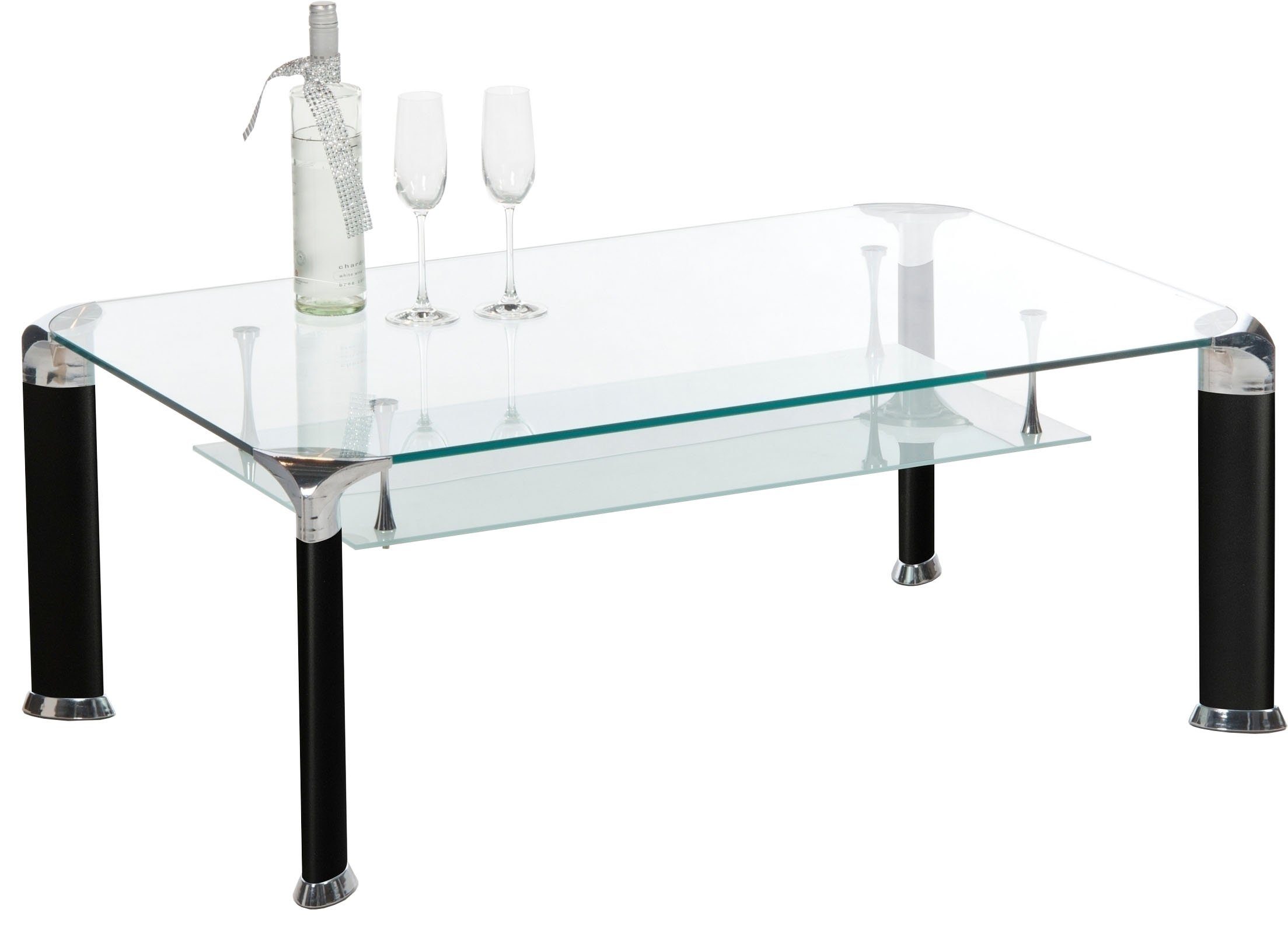 PREISBRECHER Wohnzimmertisch Alberto, in Glas/schwarz, Glas/Metall günstig online kaufen