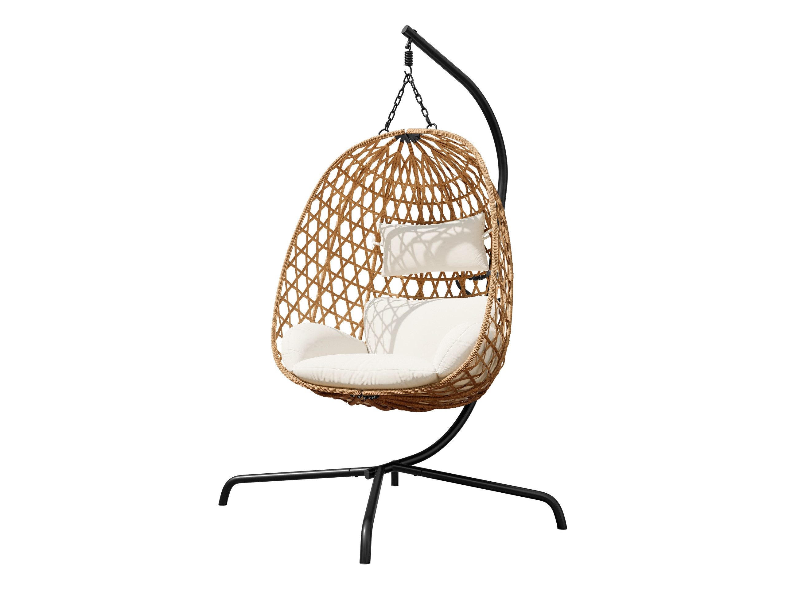 MIRJAN24 Hängesessel Liwebo (Korb aus Rattan), Metallskelett, 105x105x195 cm
