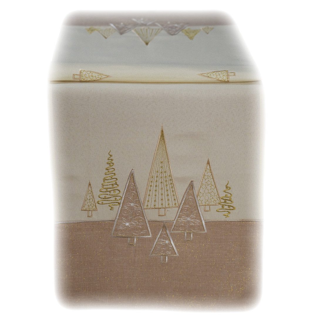 texpot Tischdecke Tischläufer Stickerei Tannenbäume Winter Weihnachten Deko (1-tlg)