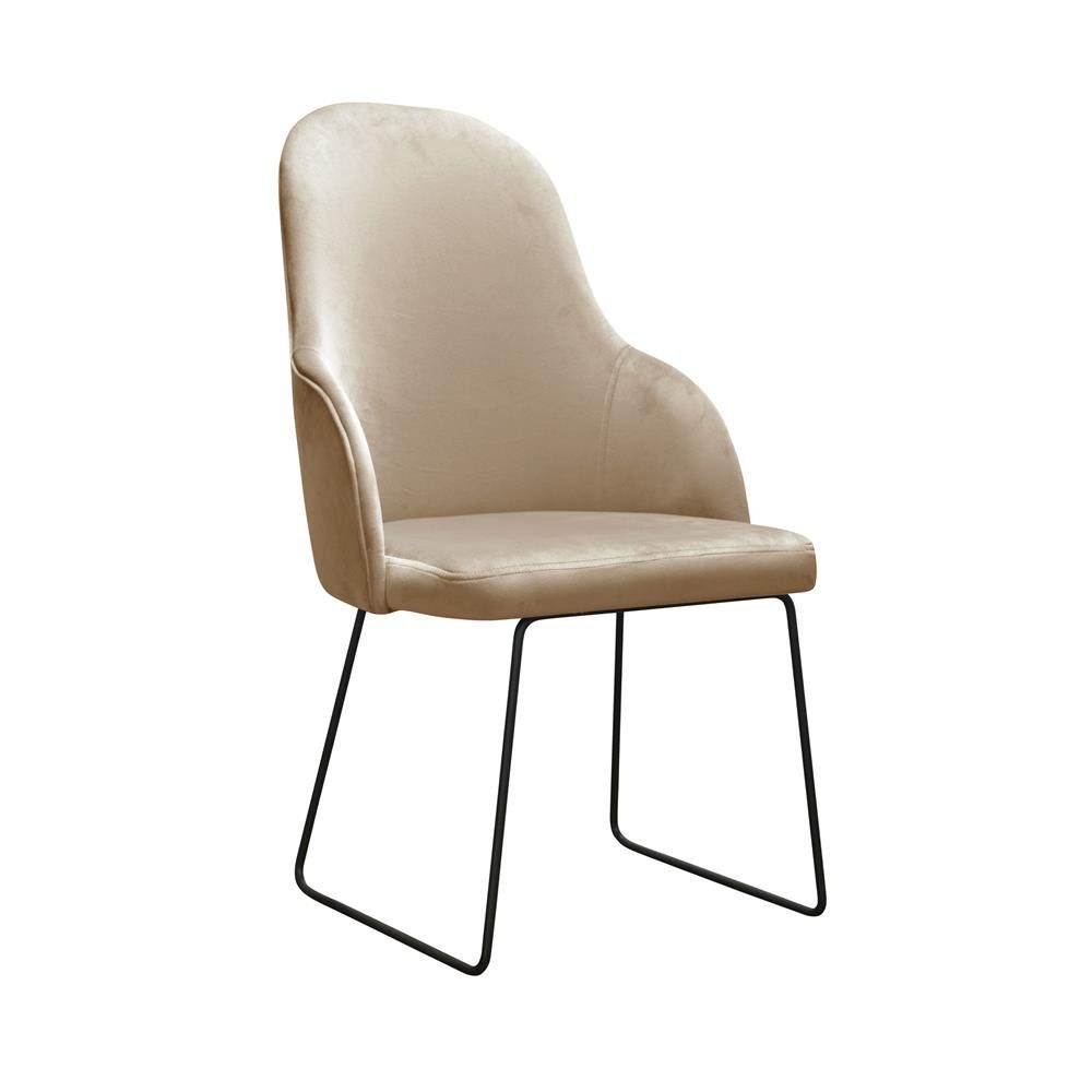 JVmoebel Stuhl, Moderne Lehnstühle Gruppe 4 Stühle Set Grüne Polster Armlehne Design Garnitur Beige