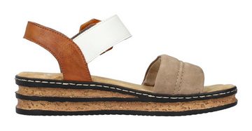 Rieker Sandale, Sommerschuh, Sandalette, Keilabsatz, mit Laufsohle in Kork-Optik