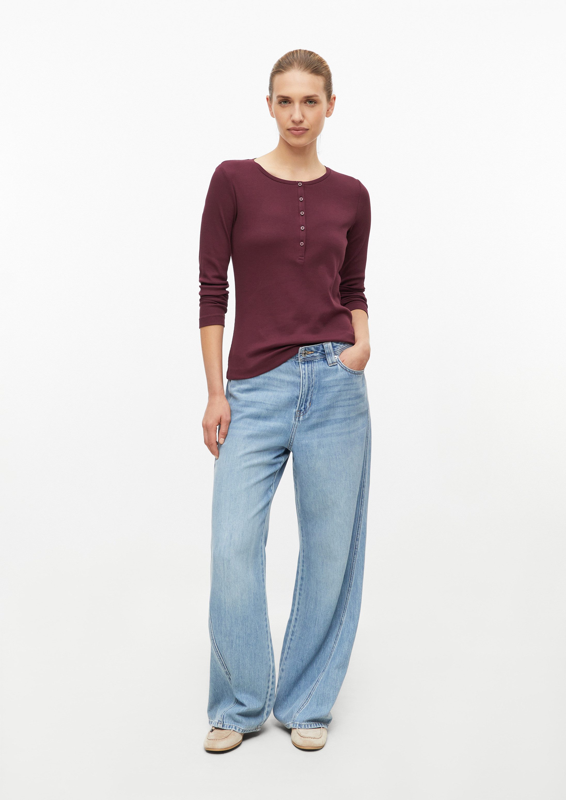 s.Oliver Langarmshirt T-Shirt Geripptes Henley-Shirt – Bild 5 von 5