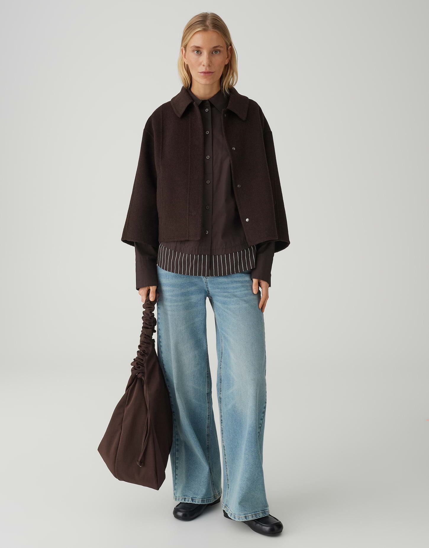 OPUS Wolljacke Haya im Cape Schnitt Regular Fit lockere Passform, leicht ausgestellter Schnitt, 3/4 Arm
