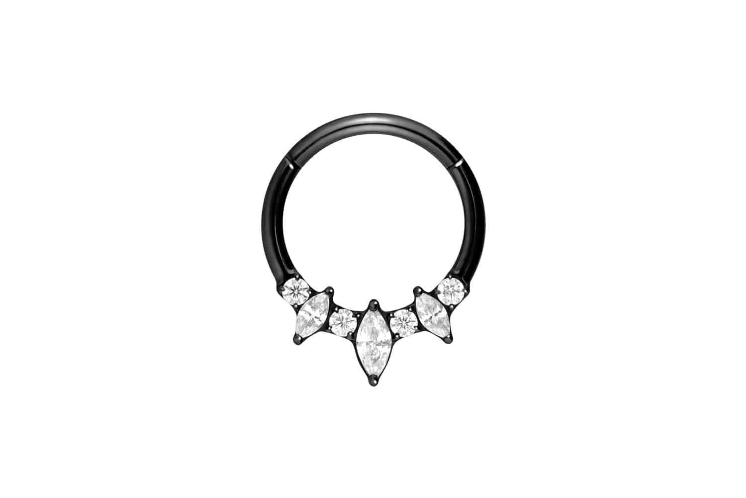 Nasenpiercing Titan Segmentring Clicker EINGEFASSTE KRISTALLTROPFEN + KRISTALLE