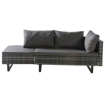 Merax Gartenlounge-Set für 5 Personen mit verzinkten Stahlrahmen und Kissen, (3-tlg., 1 2-Sitzer-Bank, 1 3-Sitzer-Ecksofa, 1 Couchtisch), Gartenmöbel Set Polyrattan, Balkonset, Sofagarnitur, Sitzgruppe