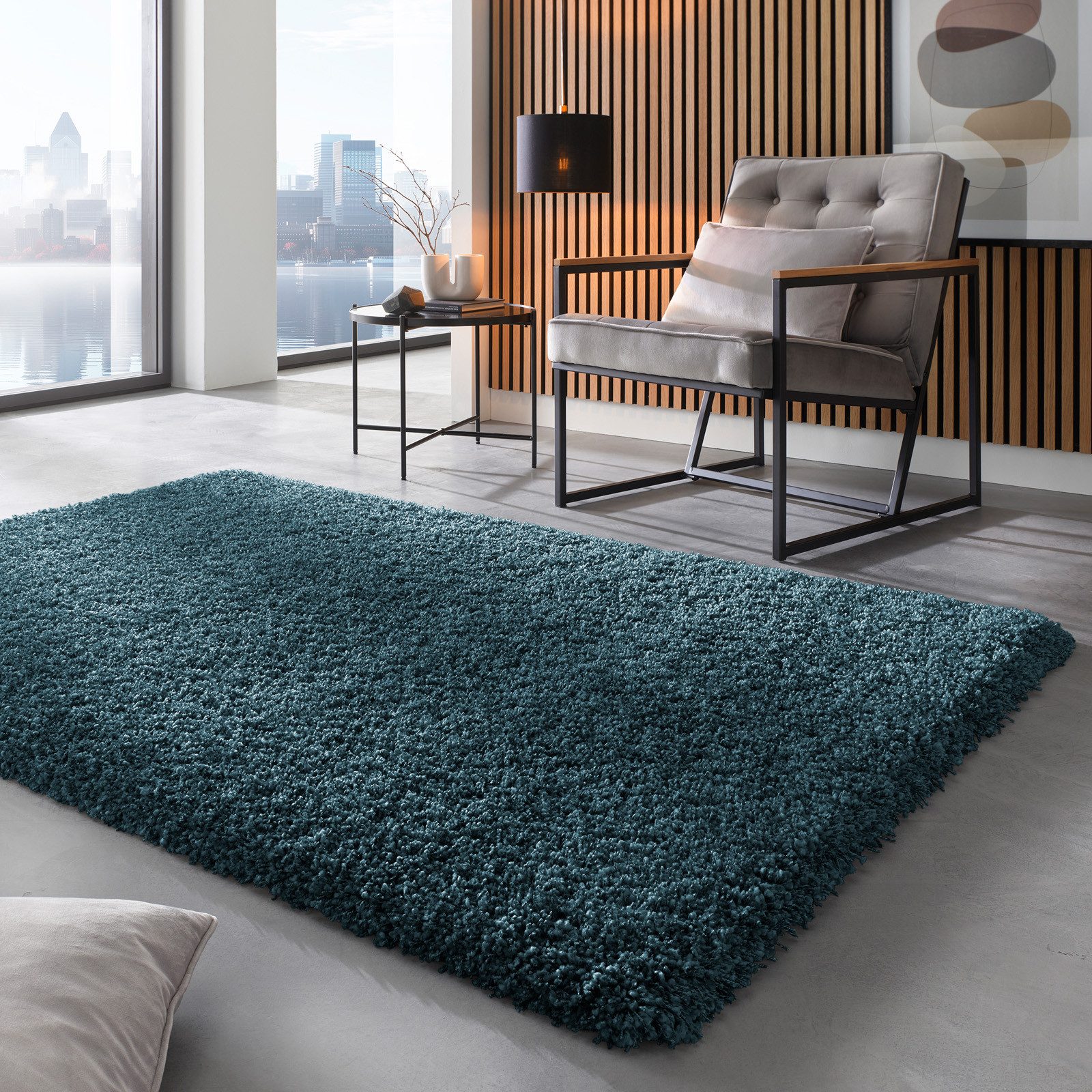 TaraCarpet Langflor-Teppich Ragolle Twilight, rechteckig, Höhe: 60 mm, Shaggy Hochflorteppich petrol Wohnzimmer Schlafzimmer 080x150