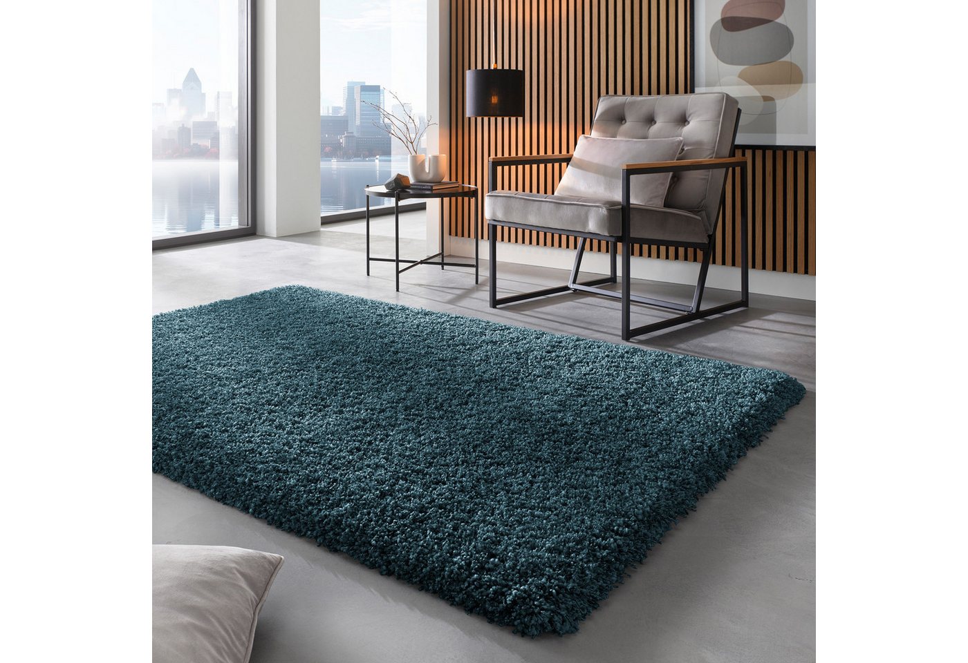 TaraCarpet Langflor-Teppich Ragolle Twilight, rechteckig, Höhe: 60 mm, Shaggy Hochflorteppich petrol Wohnzimmer Schlafzimmer 080x150