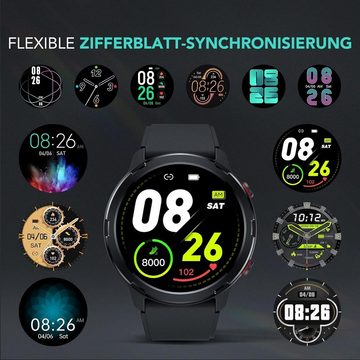 SKG Smartwatch (1,32 Zoll, Android iOS), Robuste GPS Fitness Tracker Schlafmonitor IP68 Wasserdicht Multi-Sport
