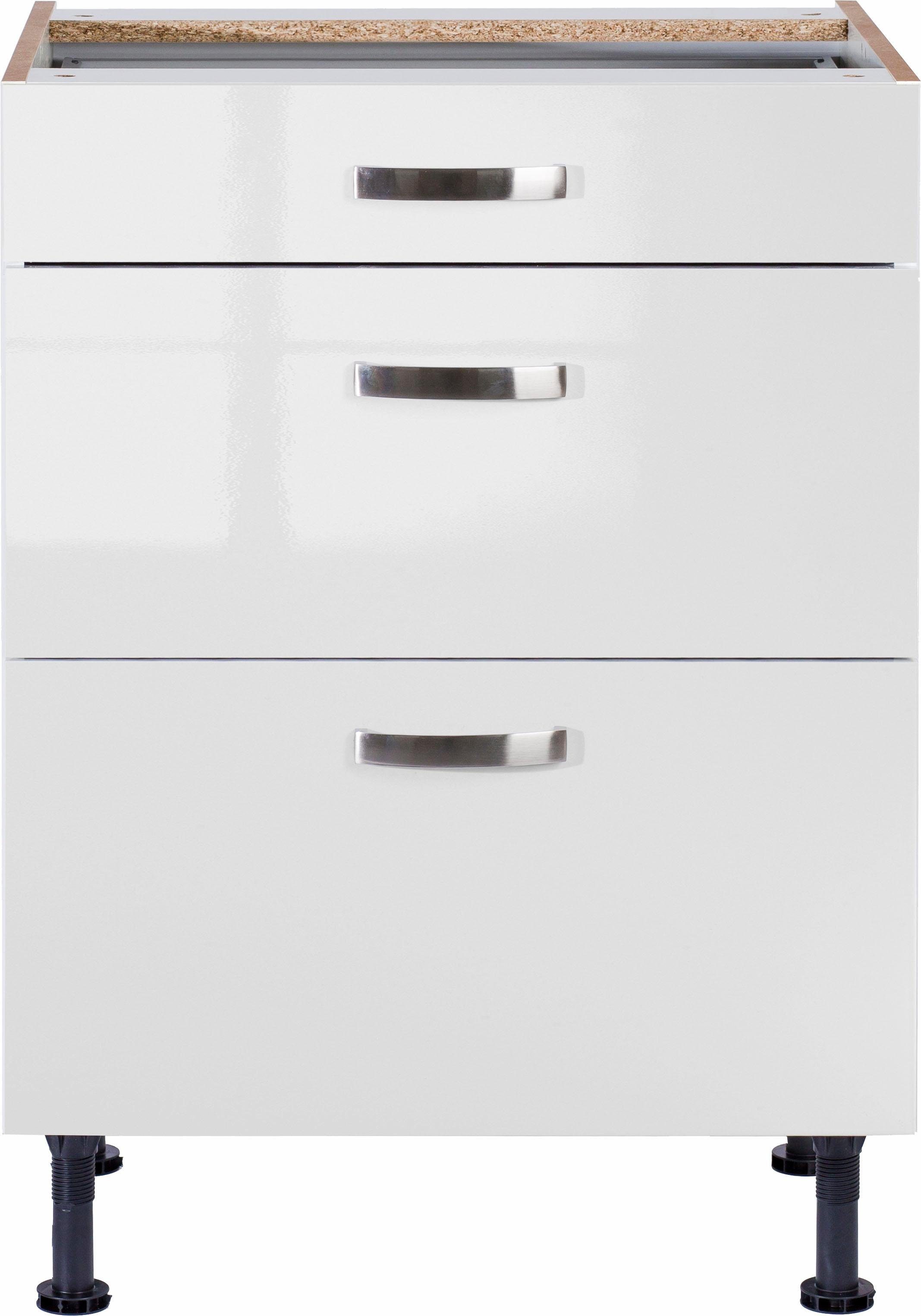 Vollauszügen Soft-Close-Funktion OPTIFIT Glanz/weiß Breite 60 und cm, mit weiß Cara Unterschrank weiß |