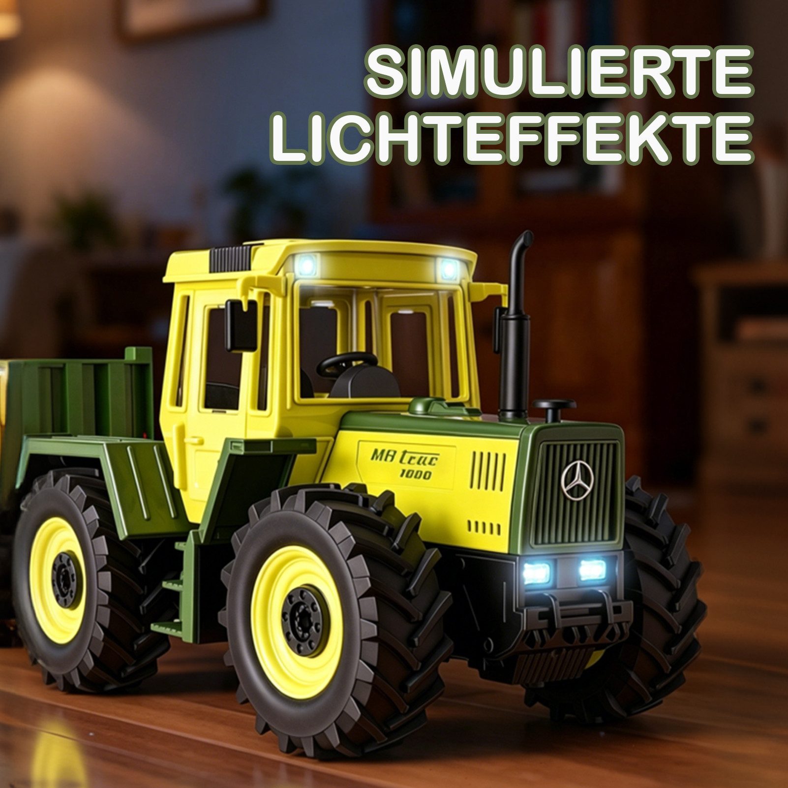 Esun RC-Traktor Ferngesteuertes Traktor Spielzeug, RC Trecker MB-trac 1000 für Kinder (Set, Komplettset), 1:24 RC auto mit Licht und Ton, Transportanhänger