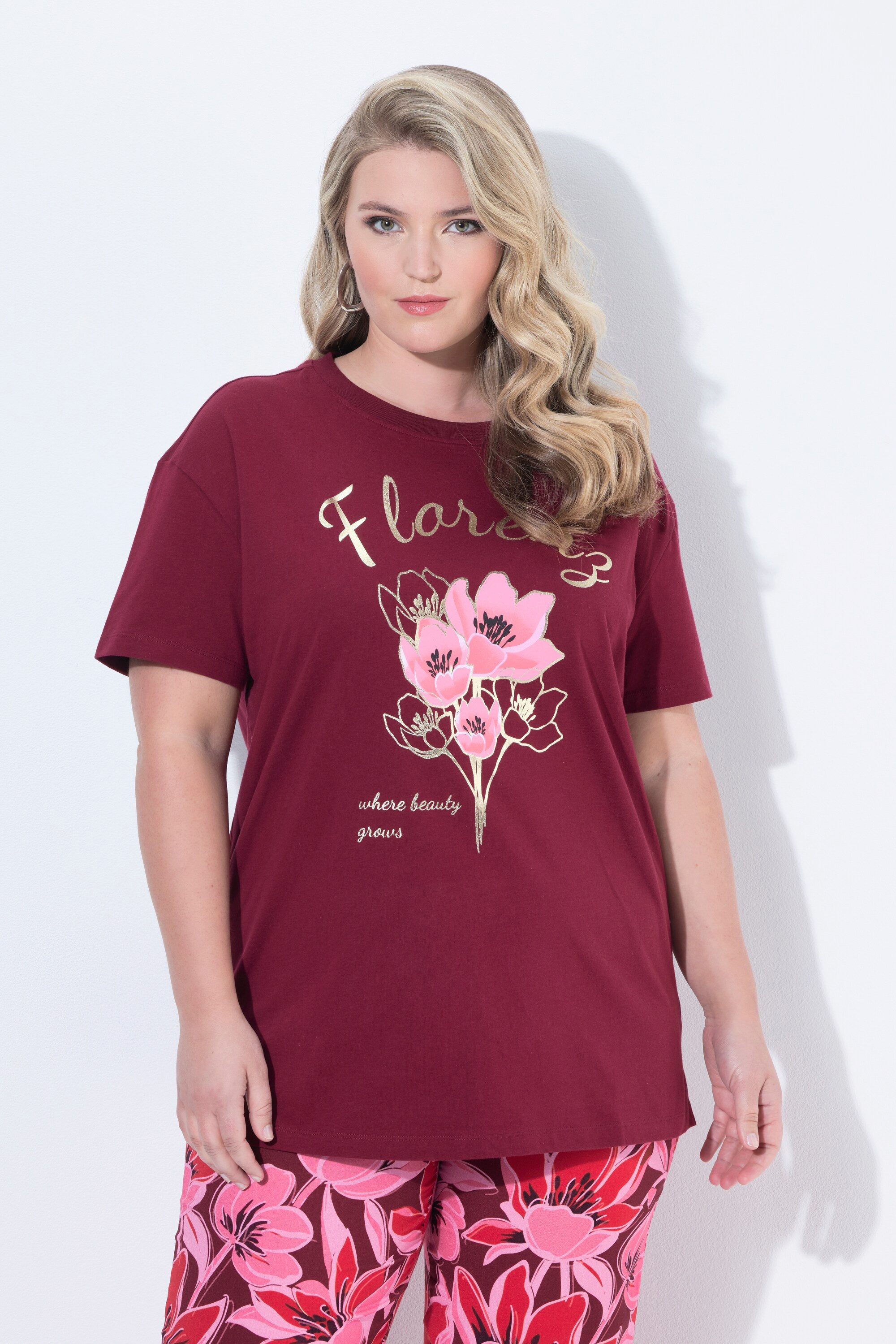 MIAMODA T-Shirt T-Shirt Boxy Fit Blumenmotiv