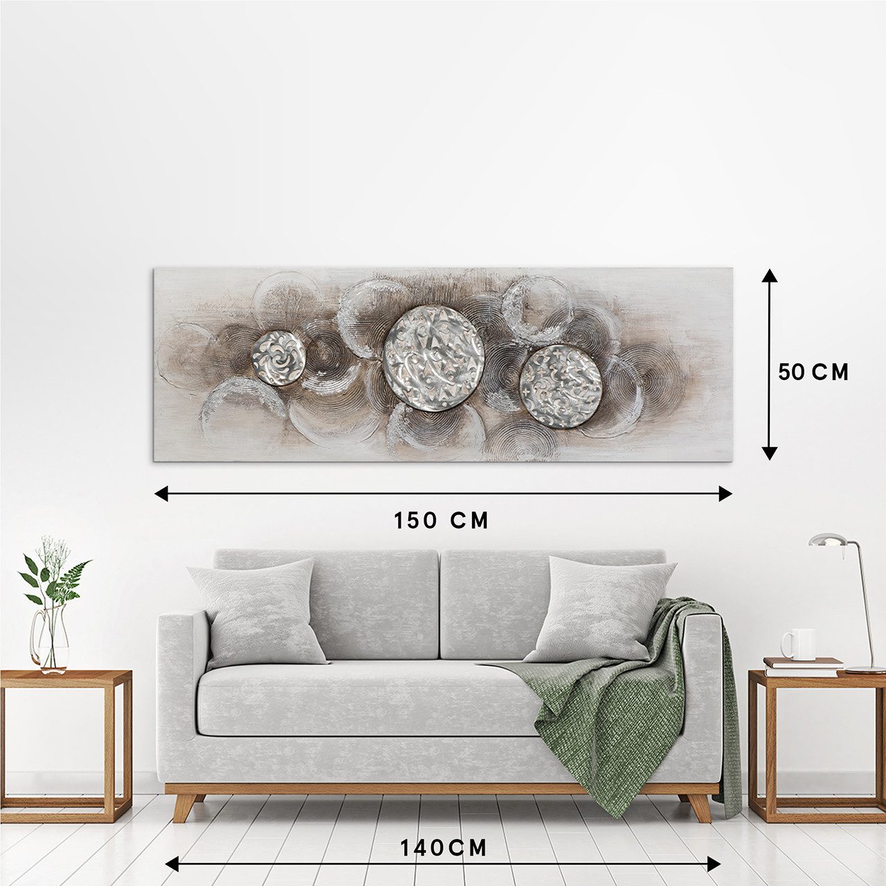 ArtUniverse Gemälde Relief-Harmonie 50 x 150 cm, Abstrakt