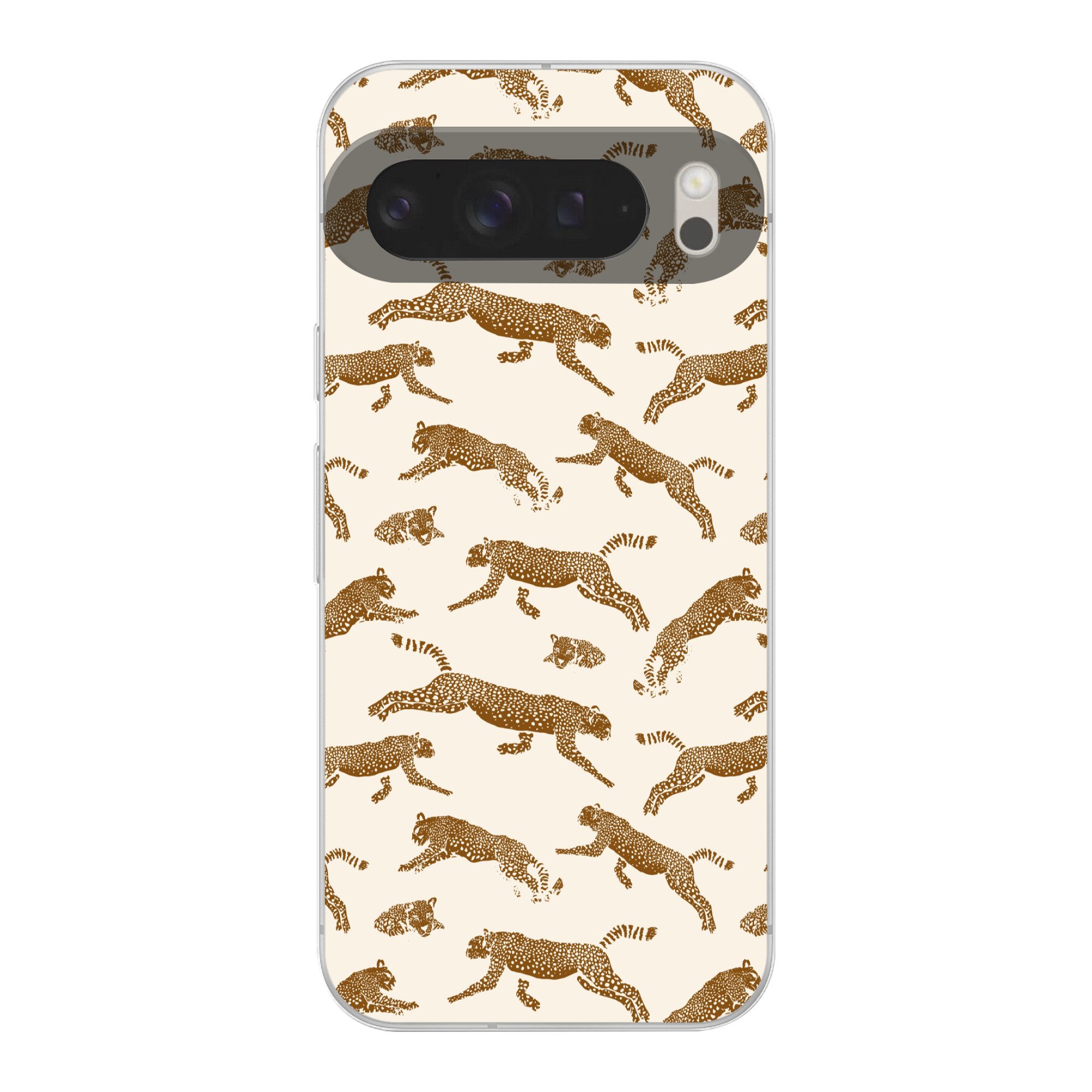 MuchoWow Handyhülle für Google Pixel 9 Pro XL Panther - Tiere - Beige - Braun - Muster, Handy Case, Silikon, Bumper Case Dünn
