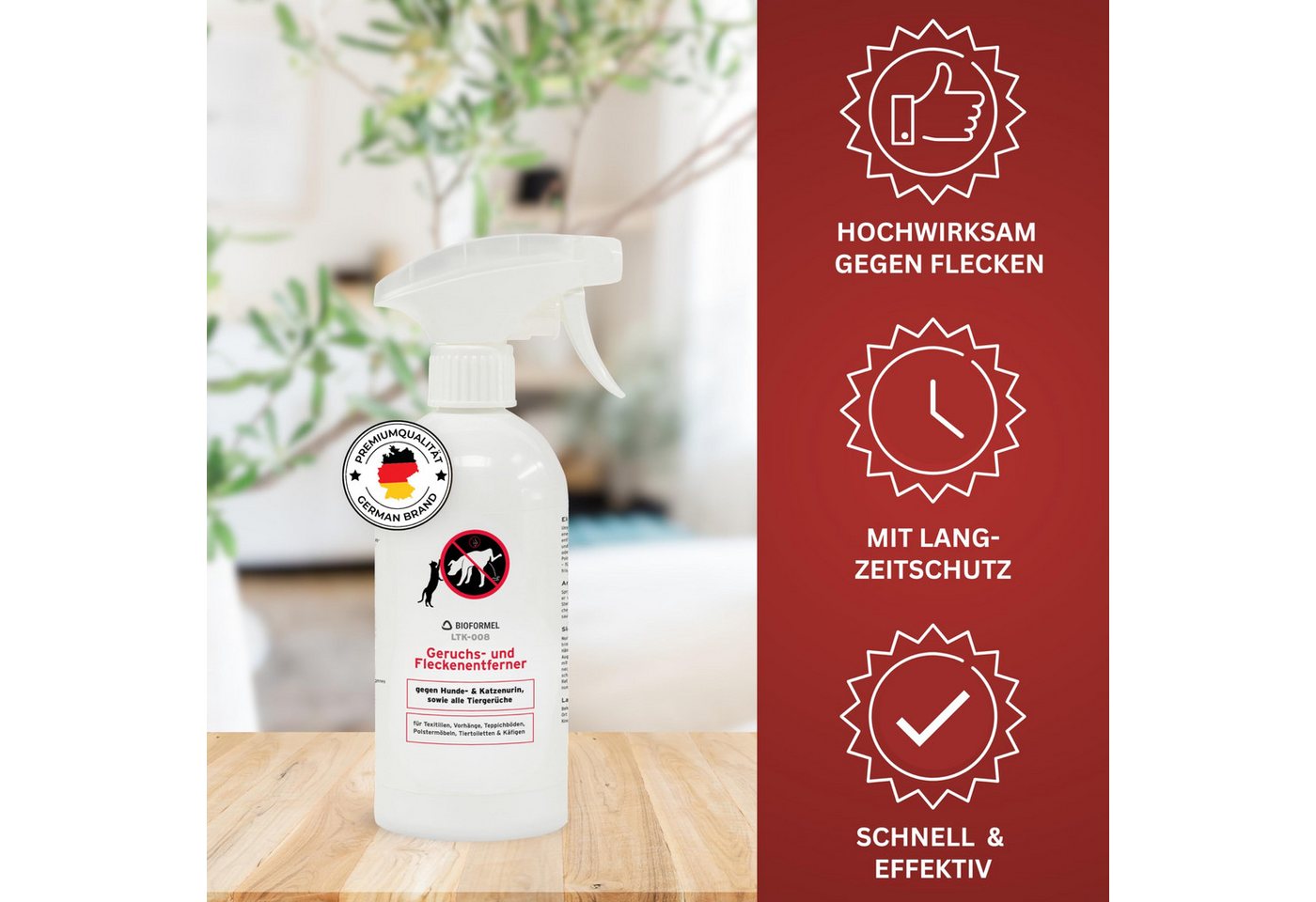 Thumbnail - LTK-008 Biodelta Geruchs- und Fleckenentferner N Fleckentferner (Sprühflasche, [- 0,5L Sprühflasche Geruchsentferung, En...