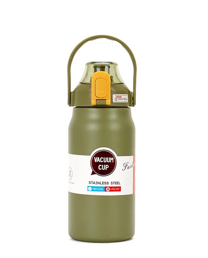 Rouemi Isolierflasche Große Kapazität heiß/kalt Isolierbecher,1000ml Edelstahl-Thermobecher, 12h heiß/24h kalt,für Sport, Büro, Wandern, Outdoor Grün