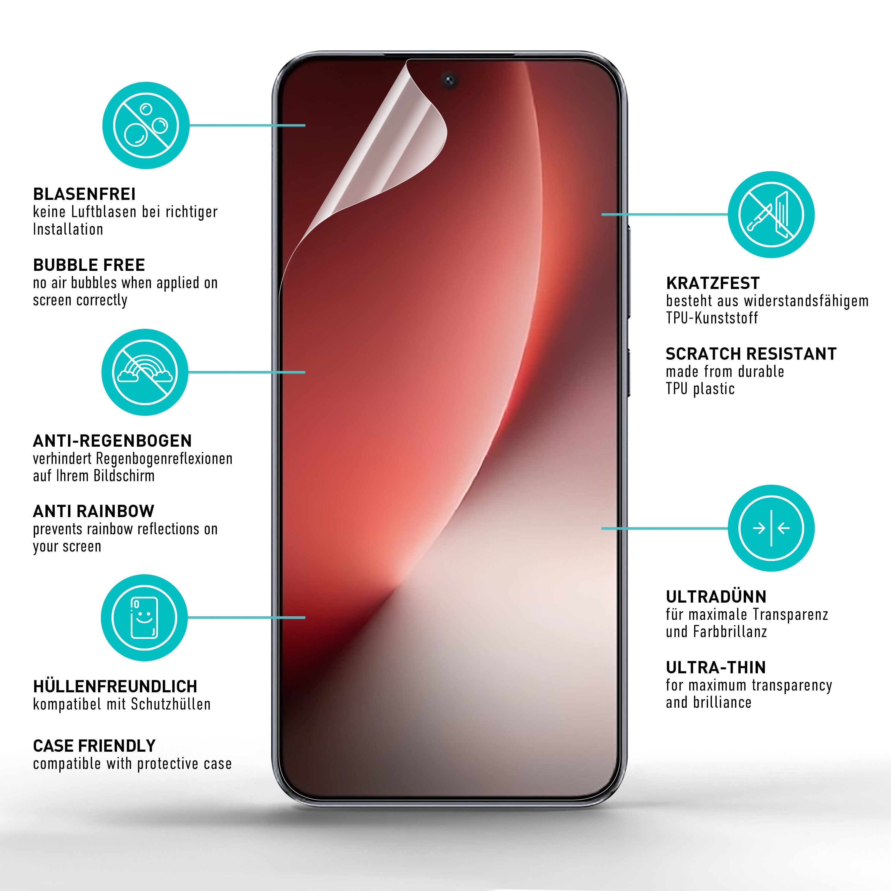 smartect Displayschutzfolie 2X TPU Schutzfolie Klar für Honor Magic 8 Lite für Honor Magic 8 Lite, Set, 2 Stück, Ultra-klar, Kratzfest, Blasenfrei, Oleophob, Fi – Bild 5 von 5