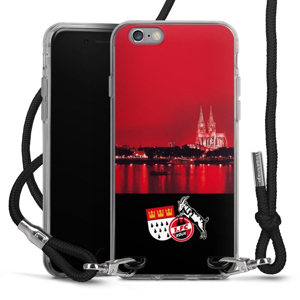 DeinDesign Handyhülle Skyline 1. FC Köln Offizielles Lizenzprodukt Skyline Köln Rot, Apple iPhone 6s Handykette Hülle mit Band Case zum Umhängen