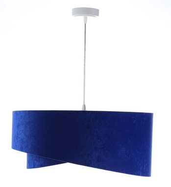 Licht-Erlebnisse Pendelleuchte MADAN, ohne Leuchtmittel, Wohnzimmer in Weiß Kobaltblau Silber E27 D: 50 cm Stoff Metall Modern