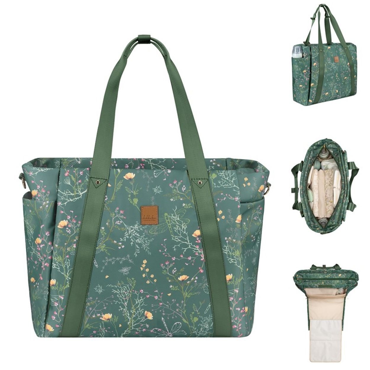 Kikkaboo Wickeltasche Florence (1-tlg), Wickelunterlage, Flaschentaschen, Reißverschluss, Kinderwagenclips