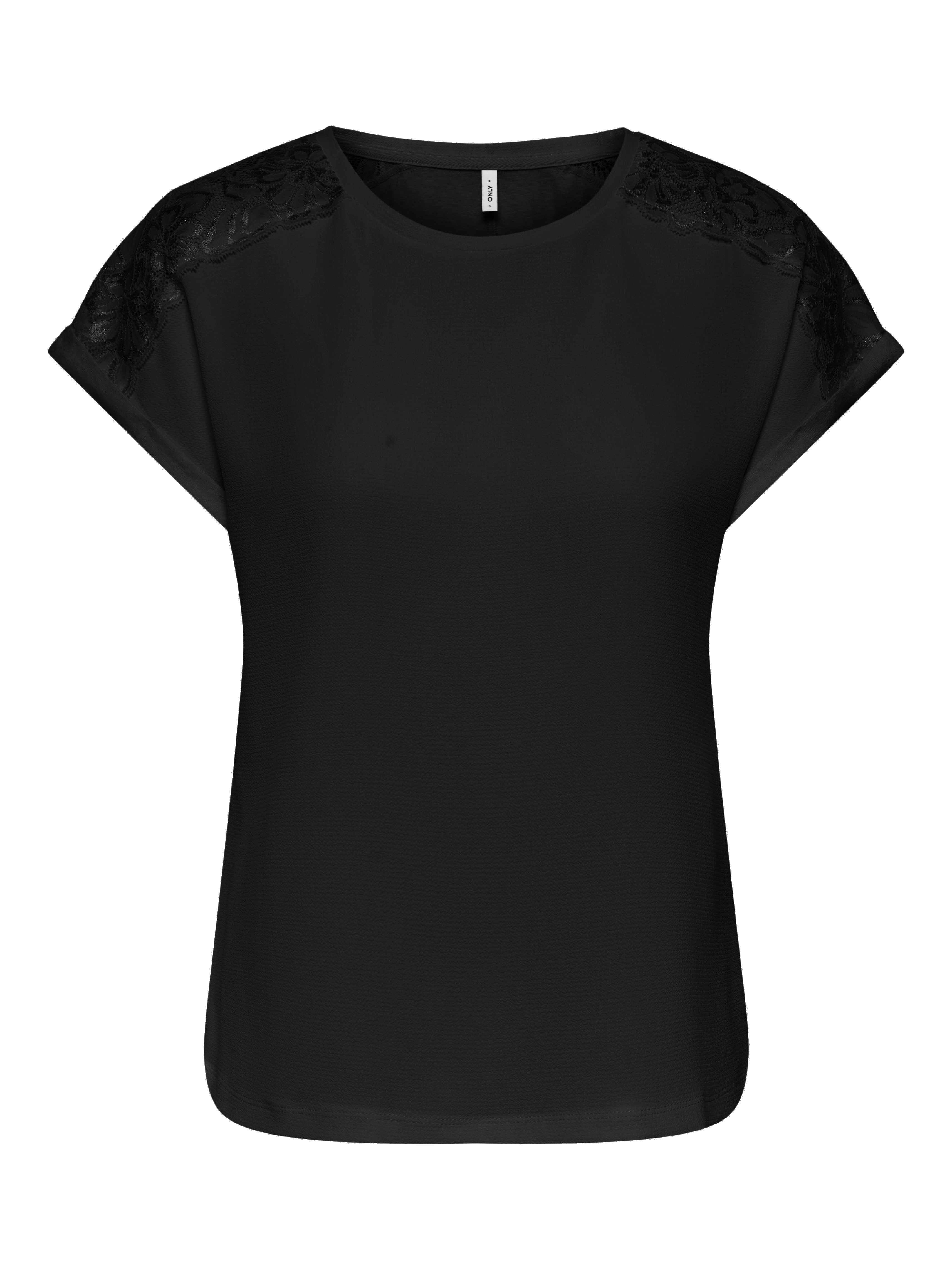 ONLY Kurzarmshirt ONLAMANDA S/S O-NECK MIX TOP JRS Materialmix, regular fit, Rundhals