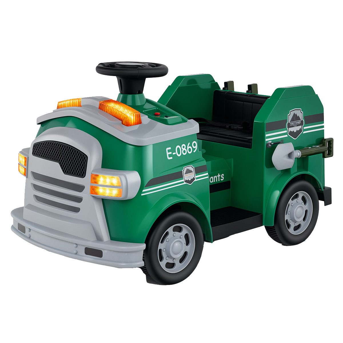 KOMFOTTEU Elektro-Kinderauto, Feuerwehrfahrzeug mit Hupe, Alarm & Musik