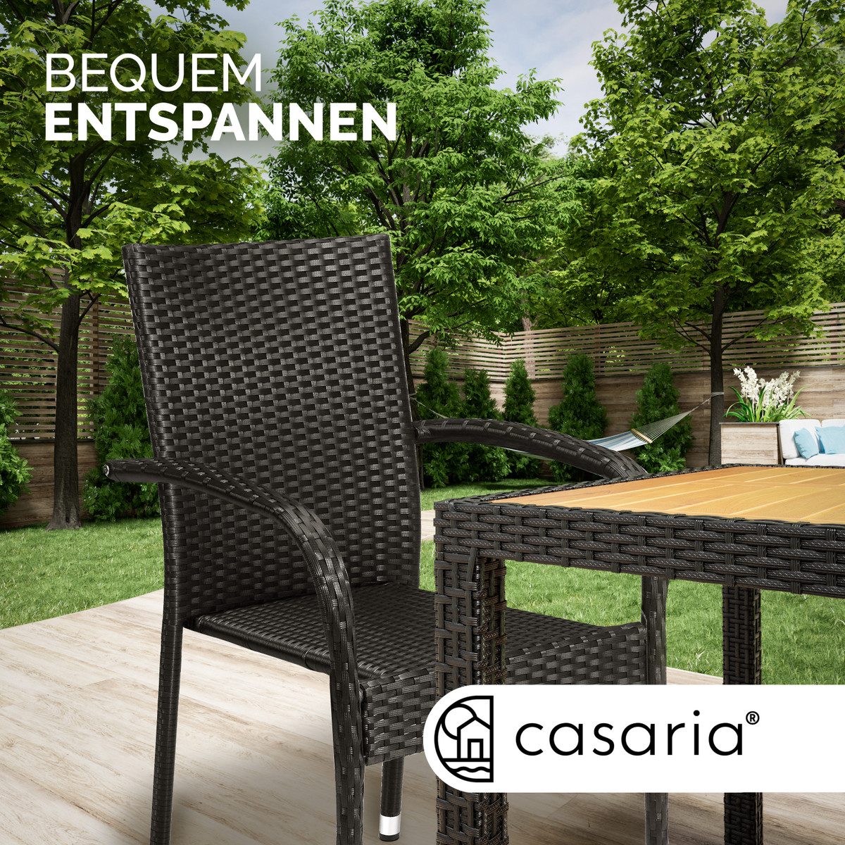 Casaria Gartenstuhl, Stapelbar Wetterfest Polyrattan Outdoor 160kg Garten Terrasse Balkon