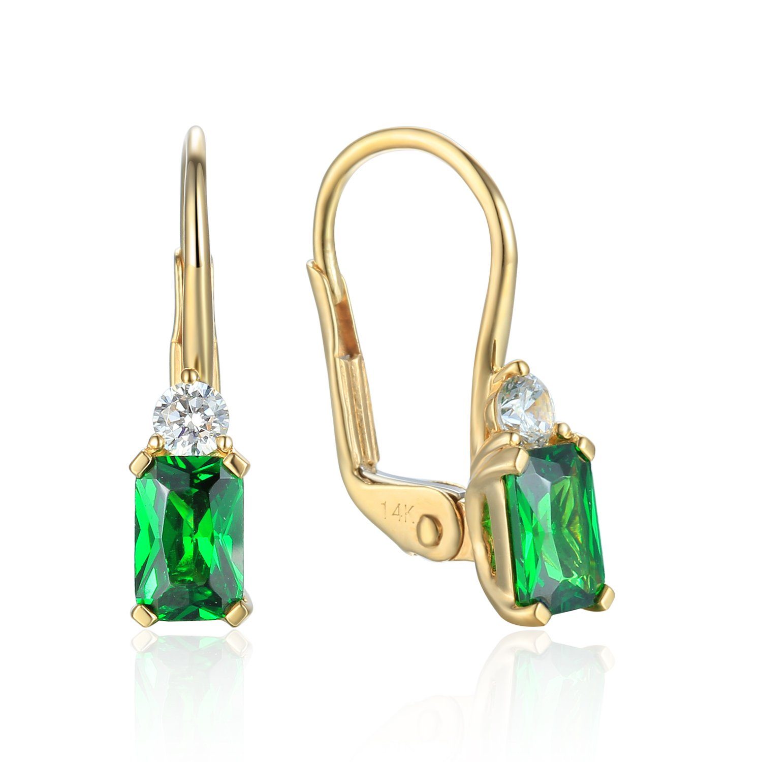 Stella-Jewellery Paar Creolen »585er Gelbgold Ohrringe synth Smaragd und  Zirkonia« (inkl. Etui) online kaufen | OTTO