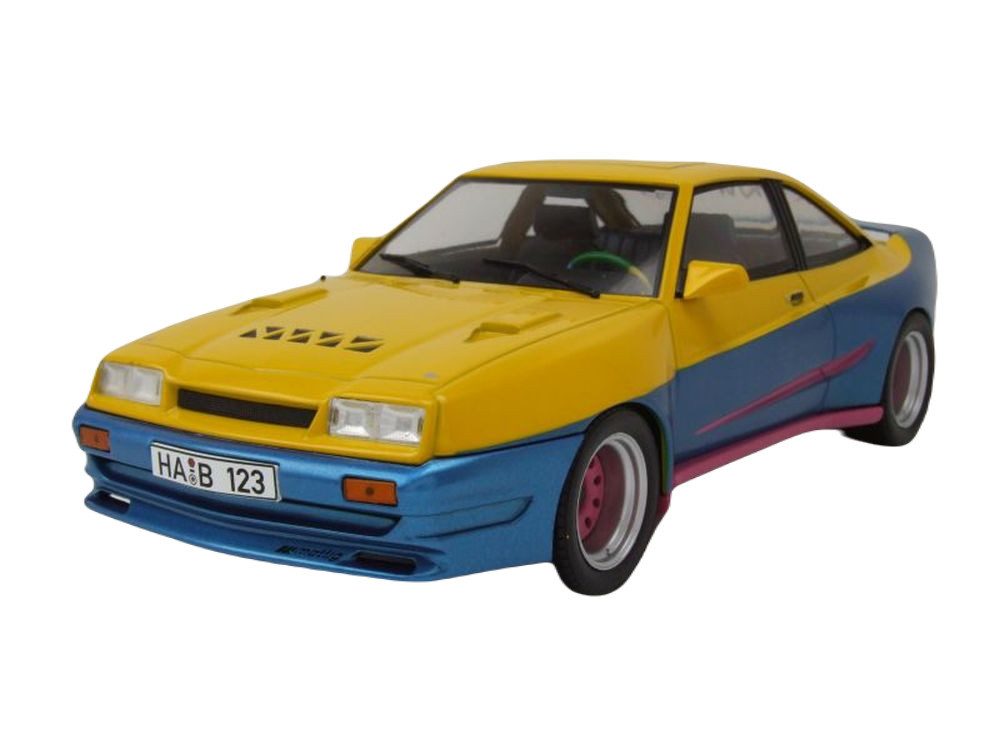 MCG Modellauto Opel Manta B Mattig "Manta Manta" 1991 gelb blau, Maßstab 1:18