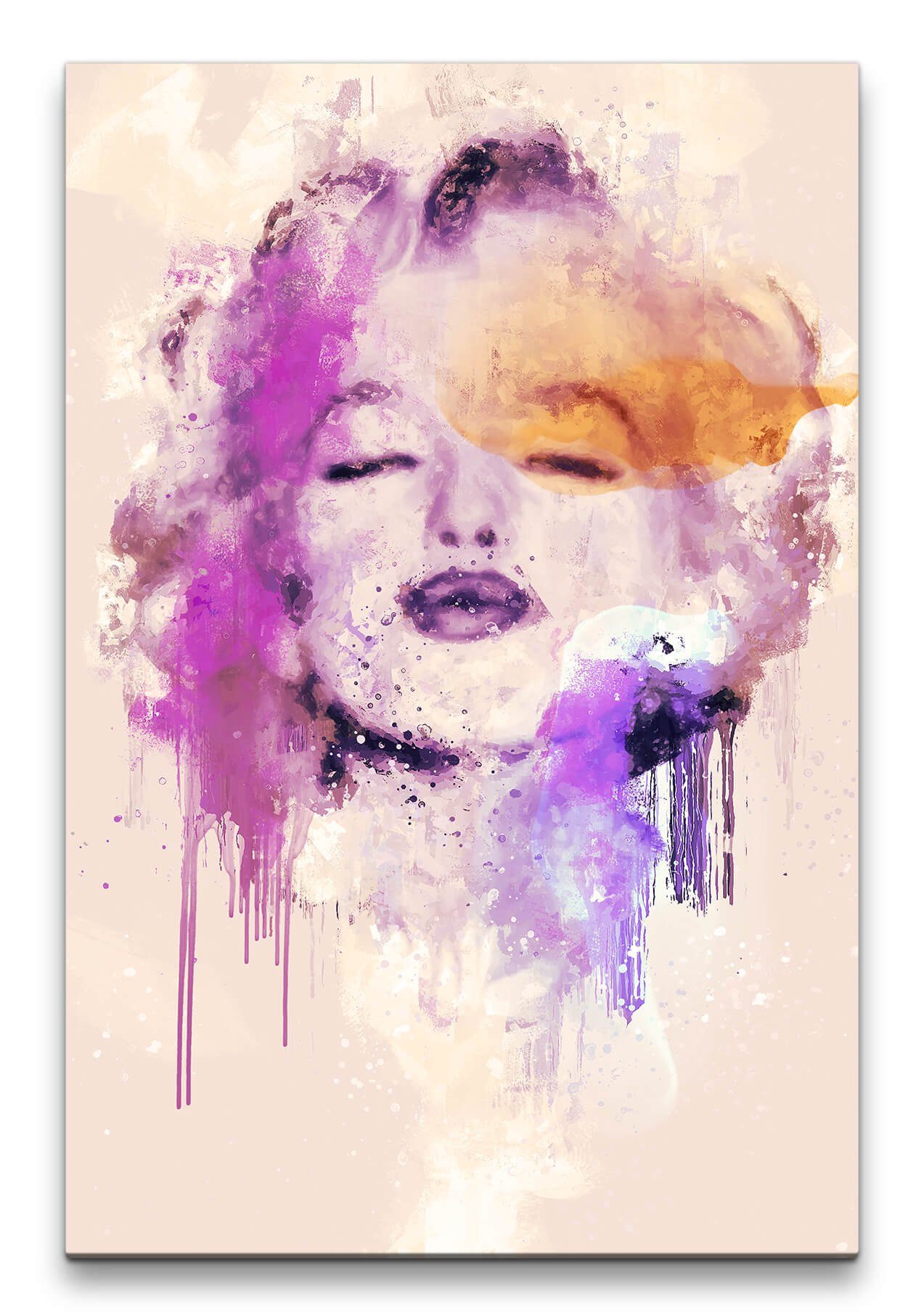 Sinus Art Leinwandbild Marilyn Monroe Porträt Abstrakt Kunst Filmlegende Ikone Farbenfroh 60x90cm Leinwandbild