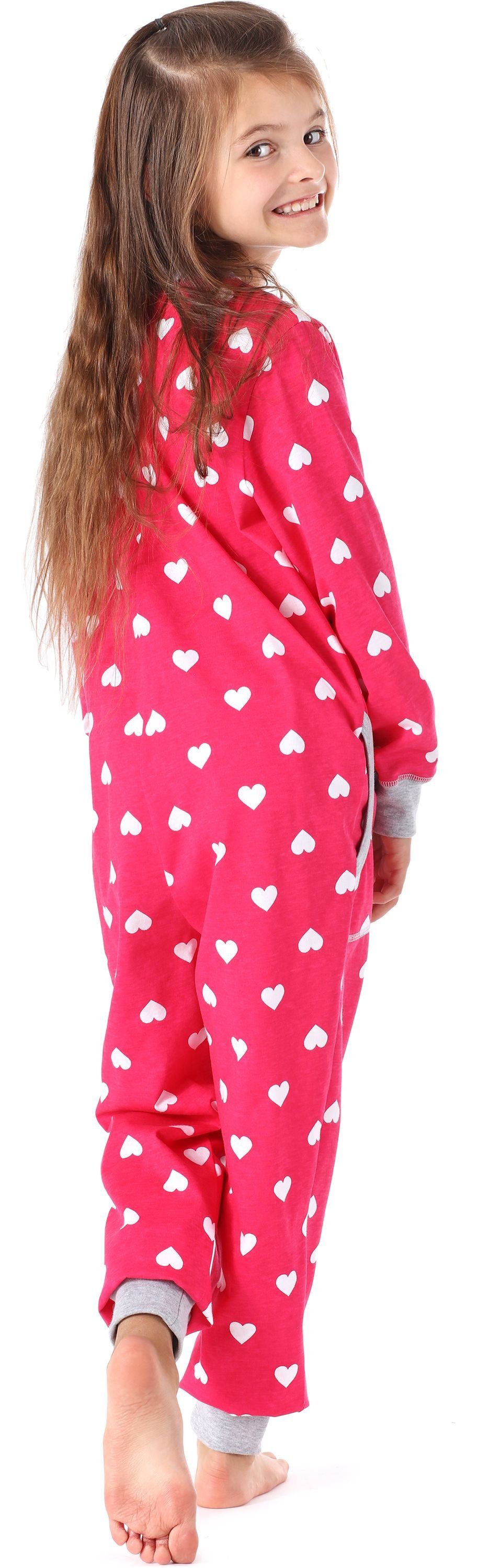 Merry Style Schlafanzug Jumpsuit Melange Schlafanzug Mädchen Herzen Rosa MS10-186
