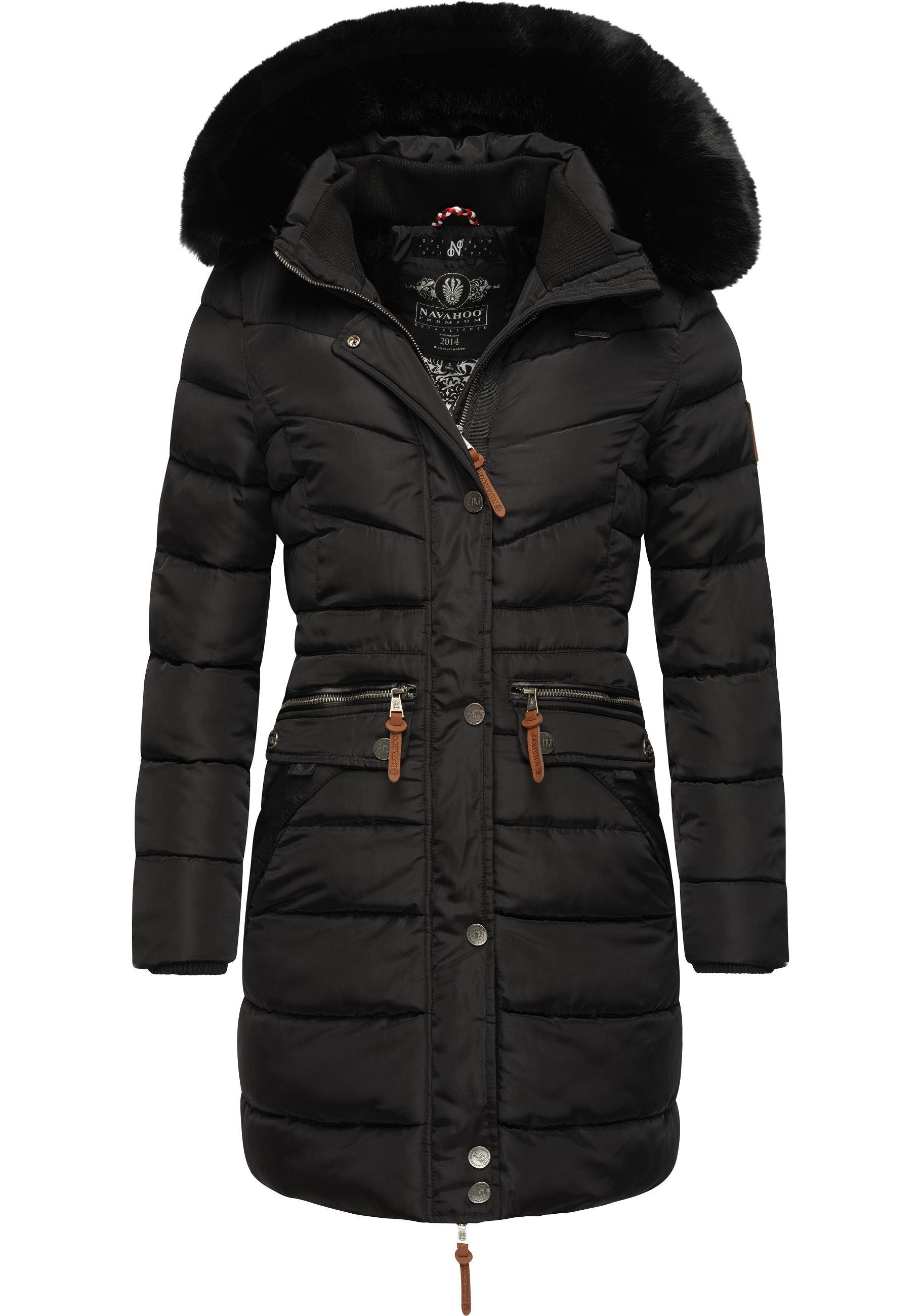 Navahoo Steppmantel Paula stylischer Winter Parka m. edlem Fellimitat