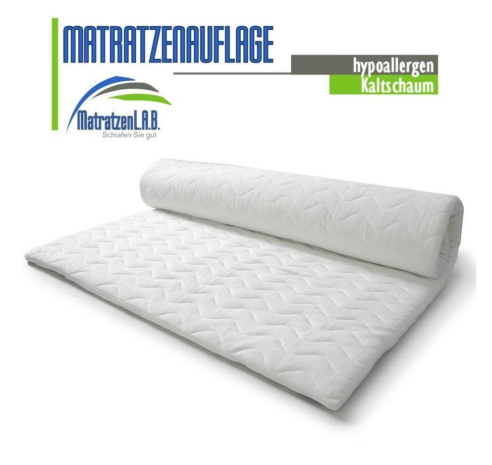 MatratzenL.A.B®, Цилиндр Матрасыauflage aus Kaltschaum, 8 cm hoch, Härtegrad H4 sehr fest, Aloe Vera Bezug, 4 Eckgummies