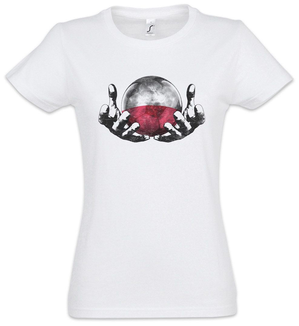 Urban Backwoods Print-Shirt Poland Football Magic Ball Damen T-Shirt Polen Polnisch Polnische (1-tlg) Fahne Polish Fußball Fussball