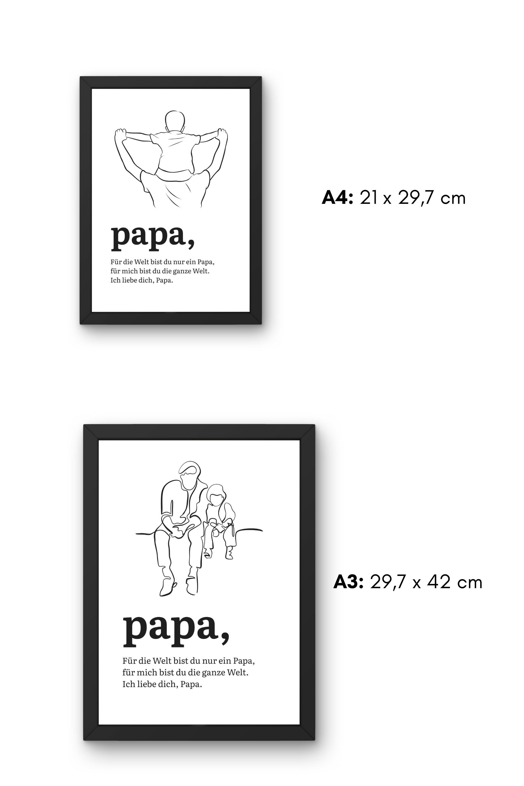 SchenkMitHerz Bild Vatertagsgeschenk – Poster mit schwarzem Rahmen A4 oder A3, Design-1